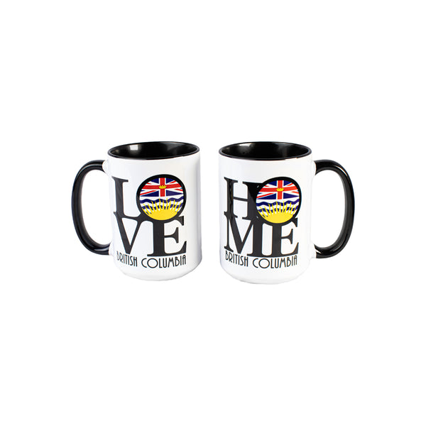 Coffee Mug - Love British Columbia-White Mug-All The Good Things From BC-[bc coffee mug]-[designed in bc]-[best bc coffee mug]-All The Good Things From BC