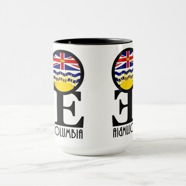 Coffee Mug - Love British Columbia-White Mug-All The Good Things From BC-[best bc gift]-[printed in whistler bc]-[coffee mug from british columbia]-All The Good Things From BC
