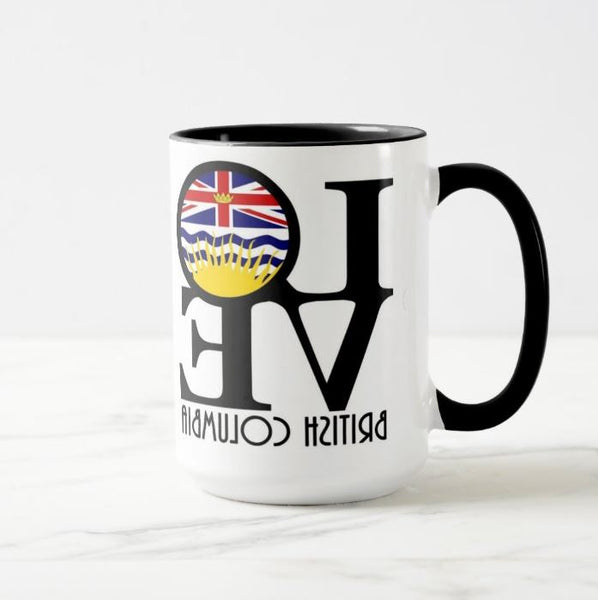 Coffee Mug - Love British Columbia-White Mug-All The Good Things From BC-[best bc gift]-[printed in whistler bc]-[coffee mug from british columbia]-All The Good Things From BC