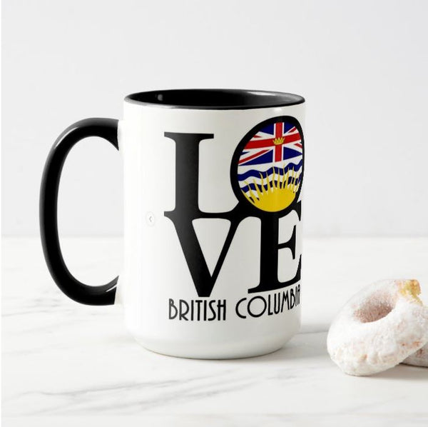 Coffee Mug - Love British Columbia-White Mug-All The Good Things From BC-[best bc gift]-[printed in whistler bc]-[coffee mug from british columbia]-All The Good Things From BC