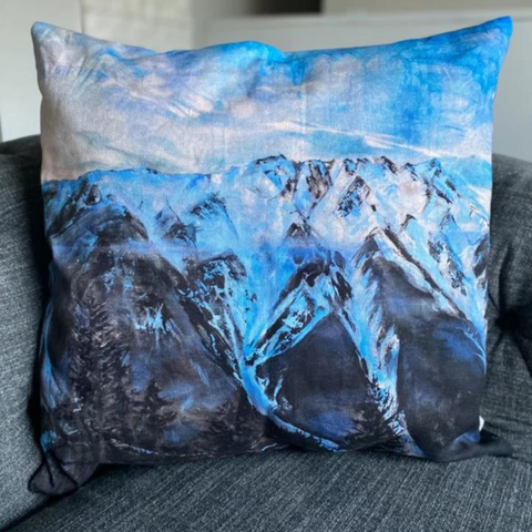 Cotton Canvas Pillow Case - Ts'zil / Mt. Currie by Heidi The Artist