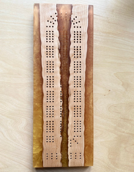 Cribbage Board (Brown Epoxy) by M&D - Whistler Boards-MachiMela Art-[bc artist]-[local bc gift]-[original artwork bc]-All The Good Things From BC