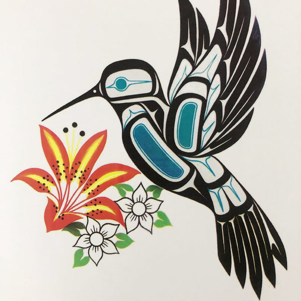 Greeting Card - Hummingbird by Kari Morgan (K'alaajex)-Card-Kari Morgan Designs-[authentic indigenous design]-[native art Christmas card]-[best bc gift]-All The Good Things From BC