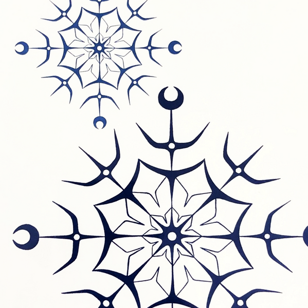Greeting Card - Snowflakes in Formline by Kari Morgan (K'alaajex)-Card-Kari Morgan Designs-[authentic indigenous design]-[native art Christmas card]-[best bc gift]-All The Good Things From BC