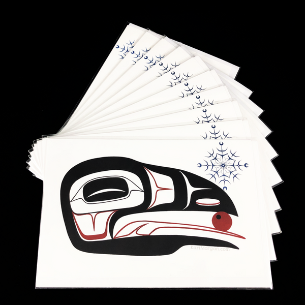 Greeting Card - Winter Raven by Kari Morgan (K'alaajex)-Card-Kari Morgan Designs-[authentic indigenous design]-[native art Christmas card]-[best bc gift]-All The Good Things From BC