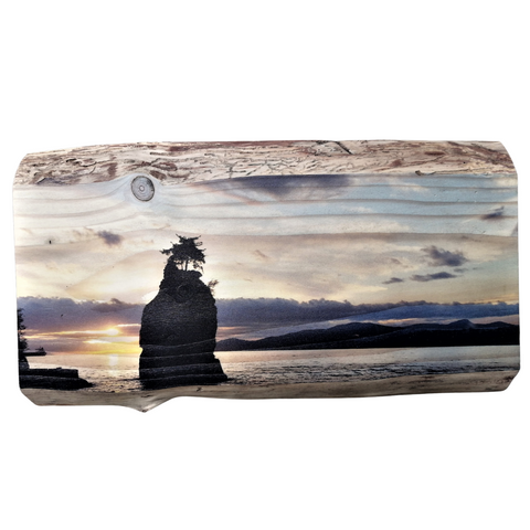 Live Edge Wood Wall Art Print - Sunset on Siwash Rock (Large)