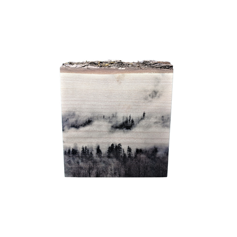 Live Edge Wood Wall Art Print - Misty Mountain by Adela Beranek (Small)