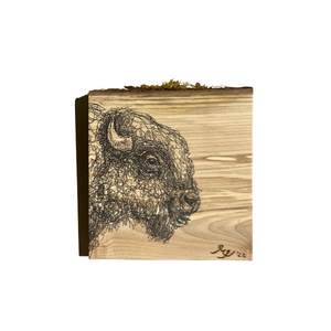 Live Edge Wood Wall Art Print - Bison by Michaela Ivancova Art (Small)-Wood Wall Art Hanging-MachiMela Art-[bc artist]-[local bc gift]-[original artwork bc]-All The Good Things From BC