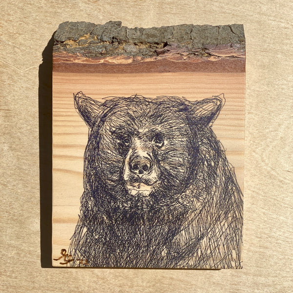 Live Edge Wood Wall Art Print - Black Bear by Michaela Ivancova Art (Small)-Wood Wall Art Hanging-MachiMela Art-[bc artist]-[local bc gift]-[original artwork bc]-All The Good Things From BC