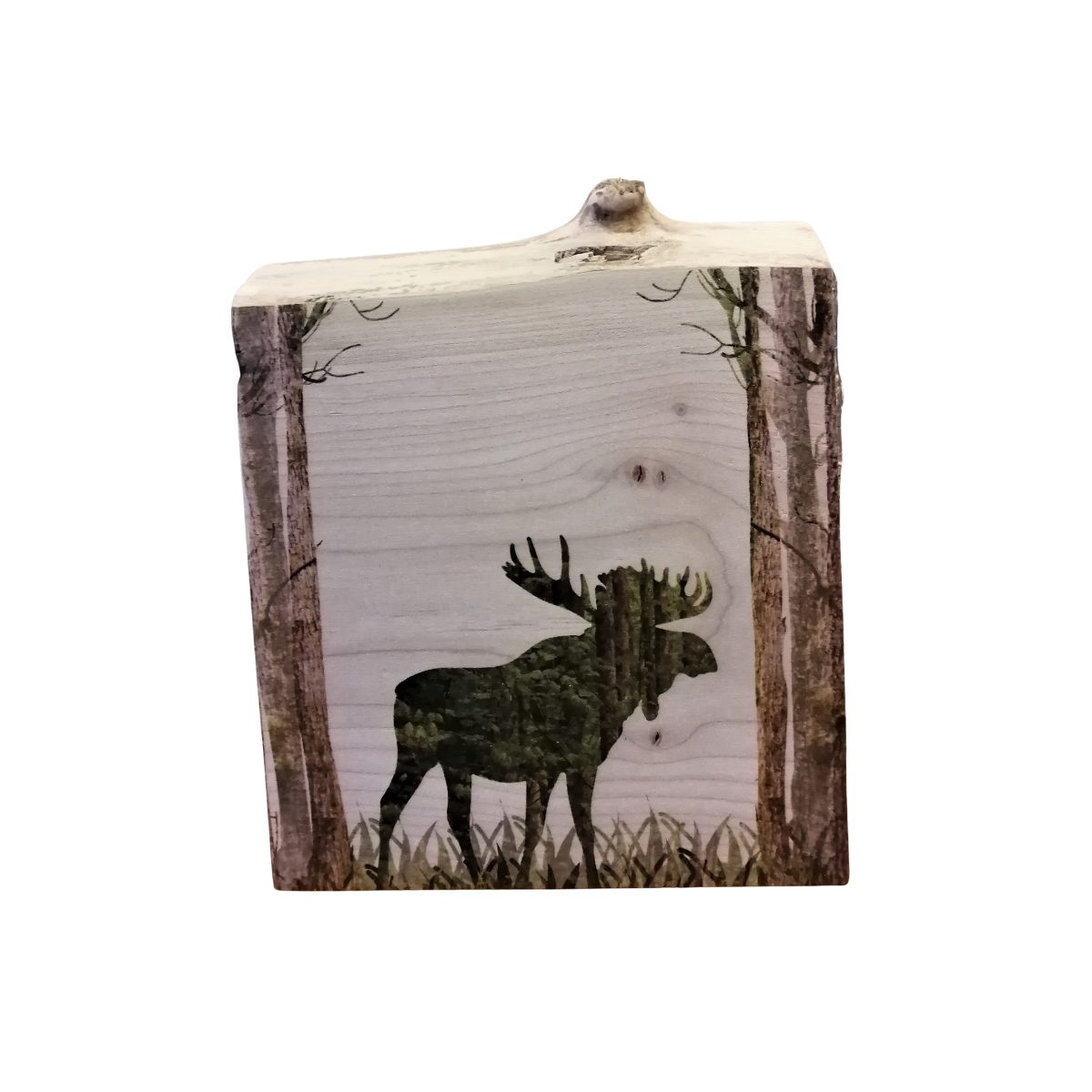 Live Edge Wood Wall Art Print - Moose in the Woods (Small)