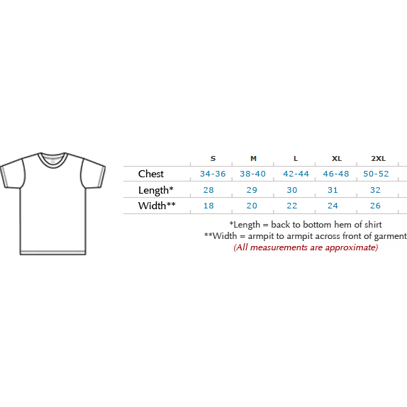 mens t-shirt sizing chart perfect gift for him