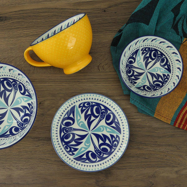 Porcelain Tableware Set - Hummingbird by Maynard Johnny Jr. (6pcs)-Native Northwest-[best wedding gift]-[authentic indigenous art]-[unique gift idea]-All The Good Things From BC