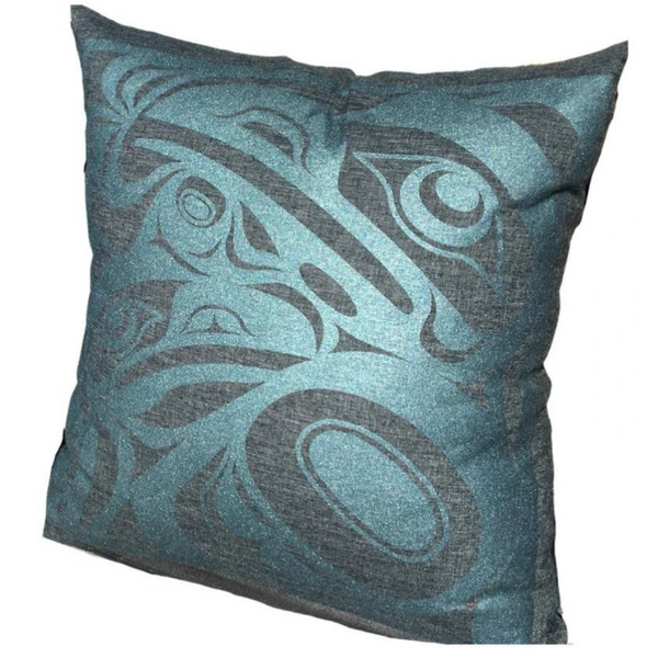 Hemp Pillow Cover 18x18 - Raven Mother & Child by Totem Design House (Deep Indigo)-Pillow Case-Totem Design House-All The Good Things From BC