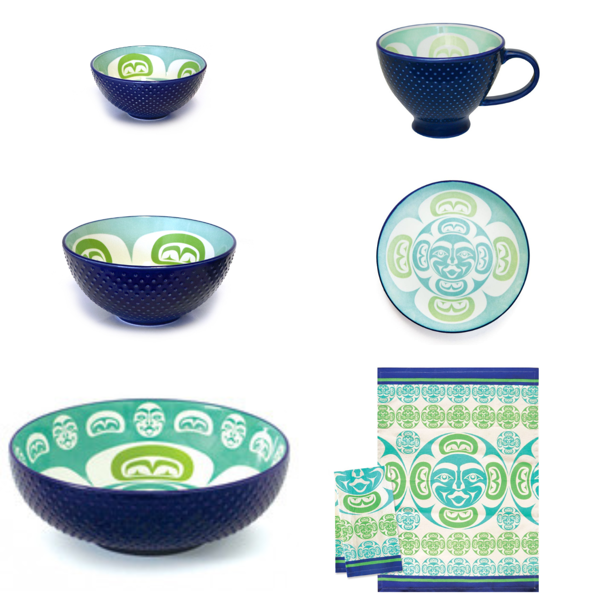 Porcelain Tableware Set - Moon by Simone Diamond (6pcs)-Native Northwest-[best wedding gift]-[authentic indigenous art]-[unique gift idea]-All The Good Things From BC