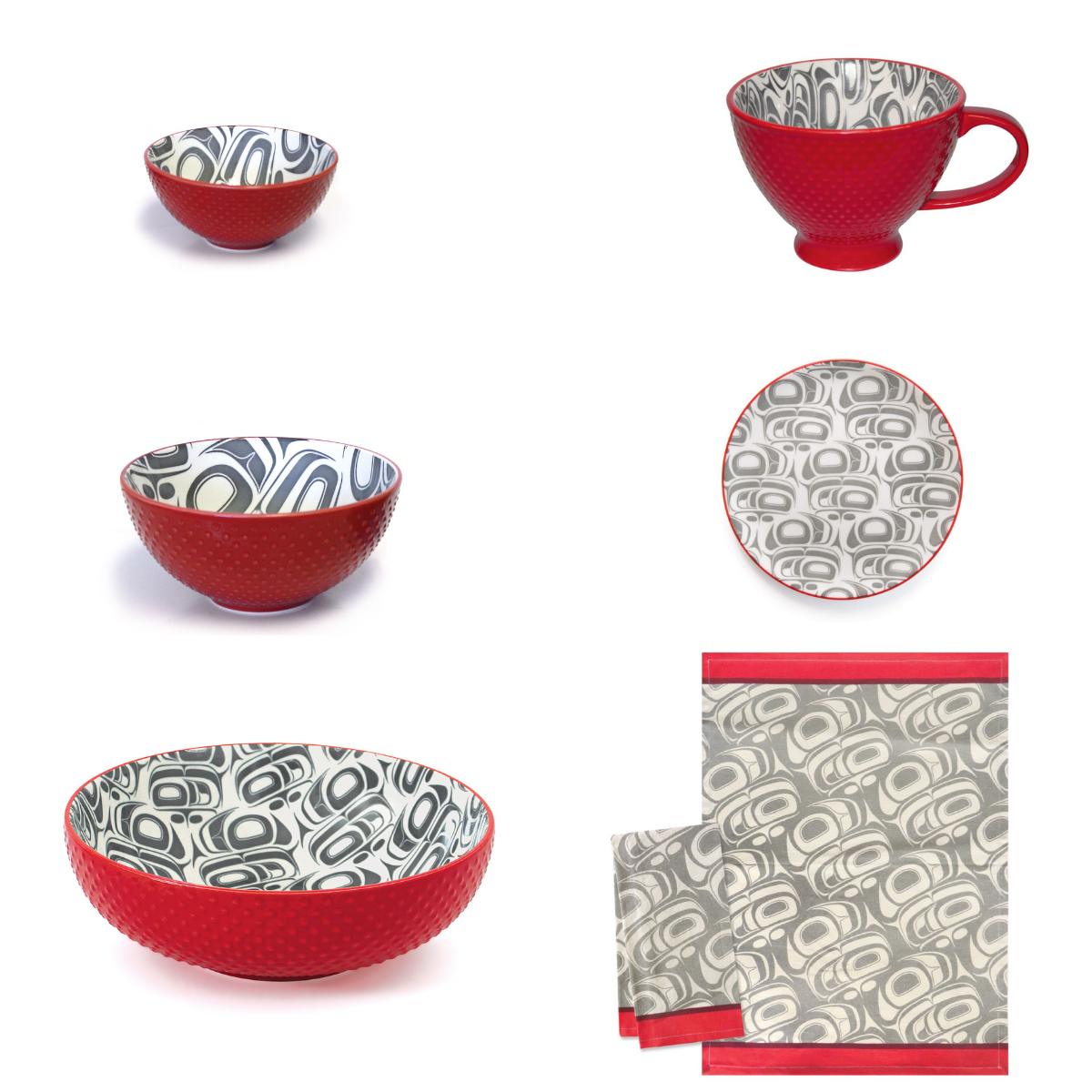 Porcelain Tableware Set - Eagle Transforming by Ryan Cranmer (6psc)-Native Northwest-[best wedding gift]-[authentic indigenous art]-[unique gift idea]-All The Good Things From BC