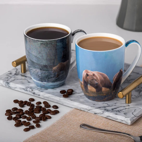 Coffee Mug - Grizzlies by Robert Bateman (Gift Box Set of 2)-Coffee Mug-McIntosh-[authentic indigenous design]-[native artist canada]-[bc gift]-All The Good Things From BC