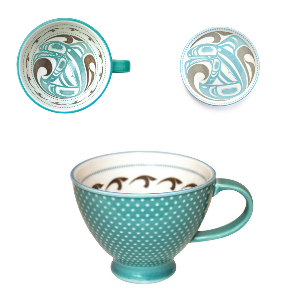Porcelain Coffee Mug & Plate Set - Killer Whale by Trevor Angus