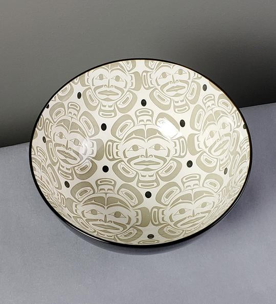 Porcelain Art Bowl - Moon Mask by Klatle-Bhi (Large)-Bowl-Panabo-[authentic indigenous design]-[native artist canada]-[bc gift]-All The Good Things From BC