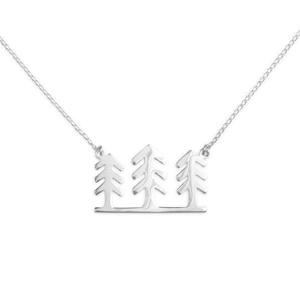 Silver Necklace with Charm - Forest by Treeline Collective-Necklaces-Treeline Collective-[beautiful silver jewerly for women]-[925 sterling silver]-[best gift for her designed in canada]-All The Good Things From BC