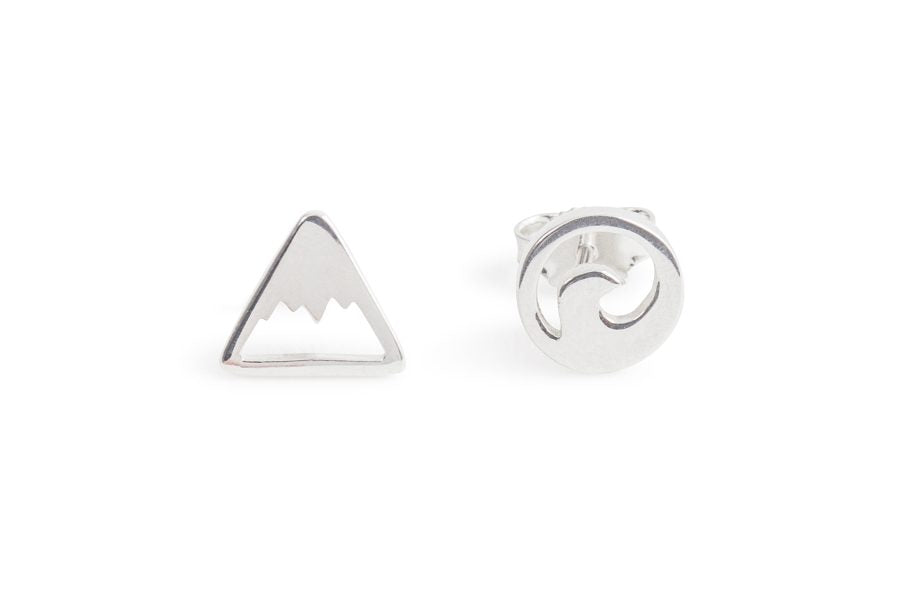 Silver Earring - Studs - Mountain & Wave by Treeline Collective-Earrings-Treeline Collective-[beautiful silver jewerly for women]-[925 sterling silver]-[best gift for her designed in canada]-All The Good Things From BC