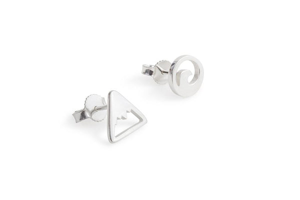 Silver Earring - Studs - Mountain & Wave by Treeline Collective-Earrings-Treeline Collective-[beautiful silver jewerly for women]-[925 sterling silver]-[best gift for her designed in canada]-All The Good Things From BC