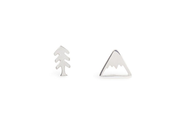 Silver Earring - Studs - Tree & Mountain by Treeline Collective-Earrings-Treeline Collective-[beautiful silver jewerly for women]-[925 sterling silver]-[best gift for her designed in canada]-All The Good Things From BC