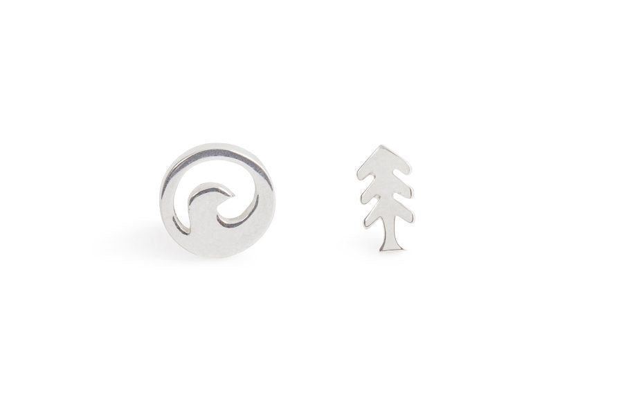 Silver Earring - Studs - Tree & Wave by Treeline Collective-Earrings-Treeline Collective-[beautiful silver jewerly for women]-[925 sterling silver]-[best gift for her designed in canada]-All The Good Things From BC