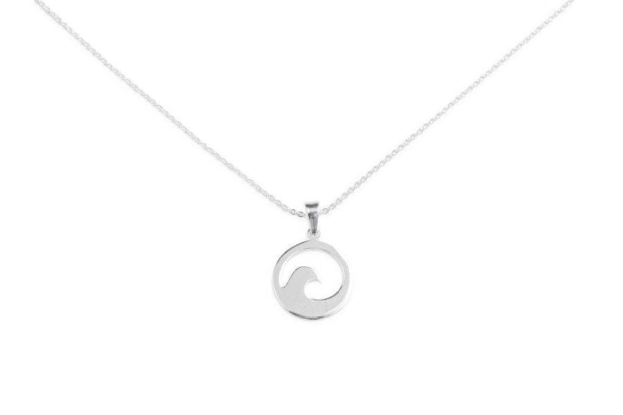 Silver Necklace with Charm - Wave by Treeline Collective-Necklaces-Treeline Collective-[beautiful silver jewerly for women]-[925 sterling silver]-[best gift for her designed in canada]-All The Good Things From BC