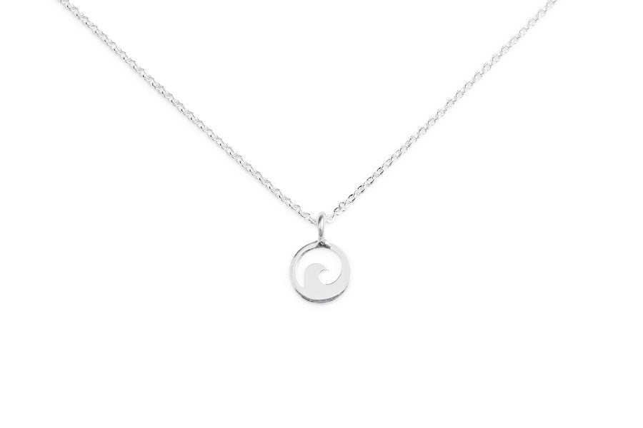 Silver Necklace with Charm - Wave by Treeline Collective (mini)
