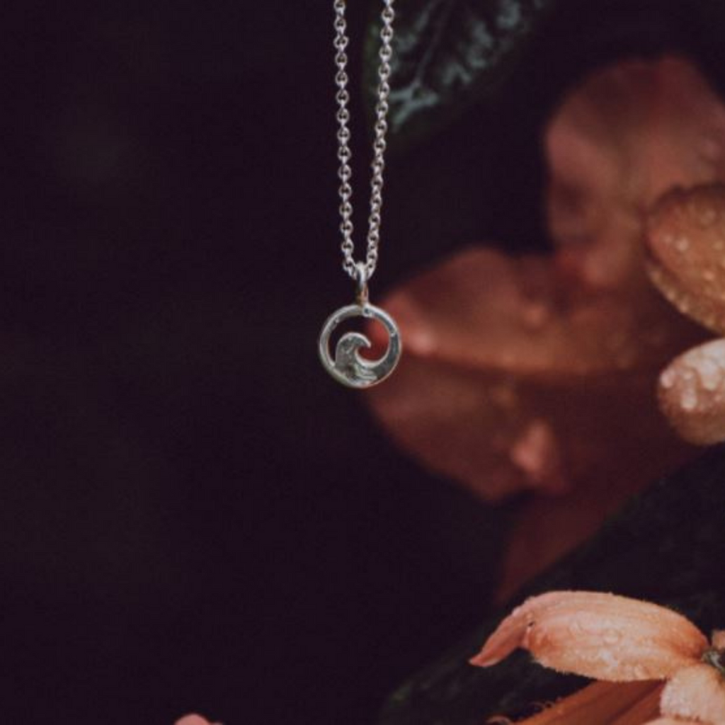 Silver Necklace with Charm Wave by Treeline Collective mini