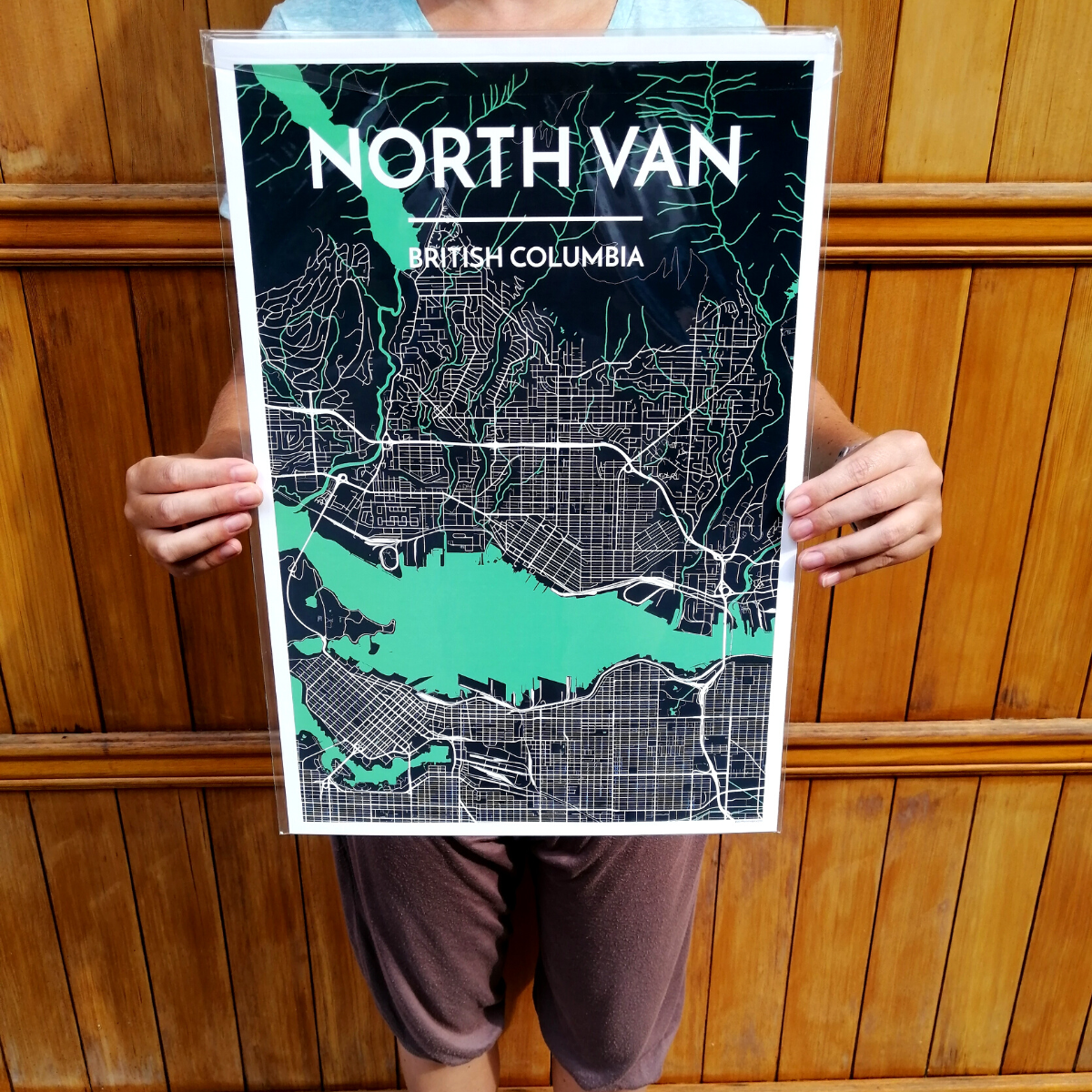 Wall Art Print - North Vancouver (Light & Dark Green, Paper)-Art Print-Point Two Design-[made in bc]-[best bc gift map lover]-[city map art print local]-All The Good Things From BC