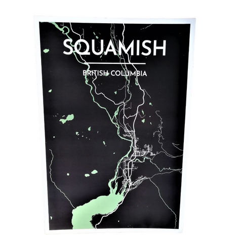 Wall Art Print - Squamish Map (Light & Dark Green, Paper)-Art Print-Point Two Design-[made in bc]-[best bc gift map lover]-[city map art print local]-All The Good Things From BC
