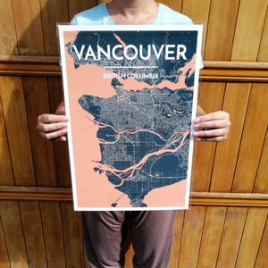 Wall Art Print - Vancouver Map (Green & Orange, Paper)-Art Print-Point Two Design-[made in bc]-[best bc gift map lover]-[city map art print local]-All The Good Things From BC
