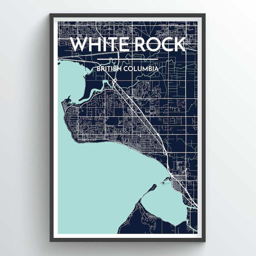 Wall Art Print - White Rock Map (Green, Paper)-Art Print-Point Two Design-[made in bc]-[best bc gift map lover]-[city map art print local]-All The Good Things From BC