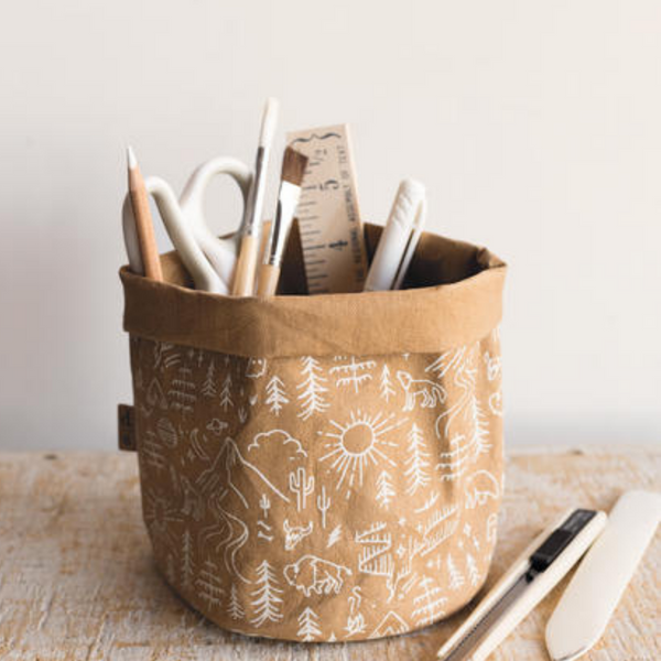 Washable Paper Basket - Stay Wild (Medium)-Basket-Danica Studio-[desktop organizer]-[designed in bc]-[suitable for plants]-All The Good Things From BC