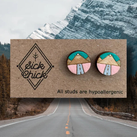Wood Earrings - Studs - Roadtrip from BC to AB