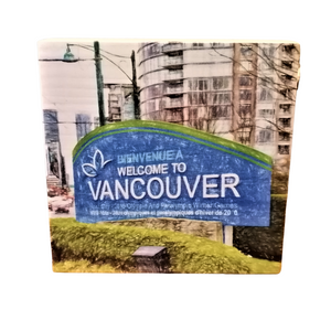 photo on wood block welcome to vancouver perfect gift great gift idea made in bc