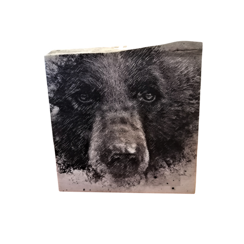 wood block print_photo on wwodbock_art on woodblock_bear_justin le rose_all the good things from bc