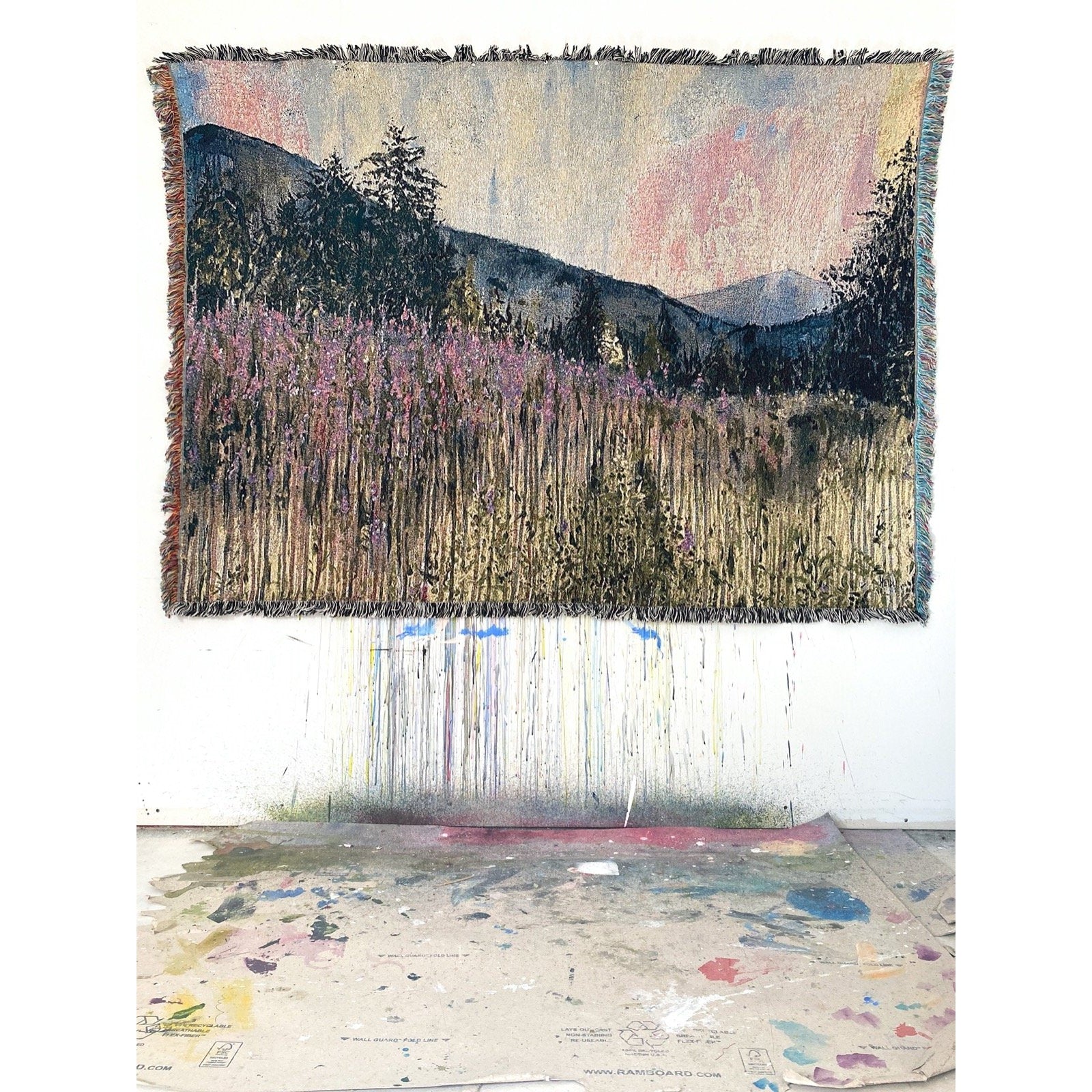 Woven Tapestry Blanket - Fireweed at Dusk by Heidi The Artist